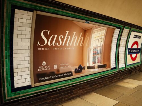 advertisement on the london tube underground, advertising william richard sash windows