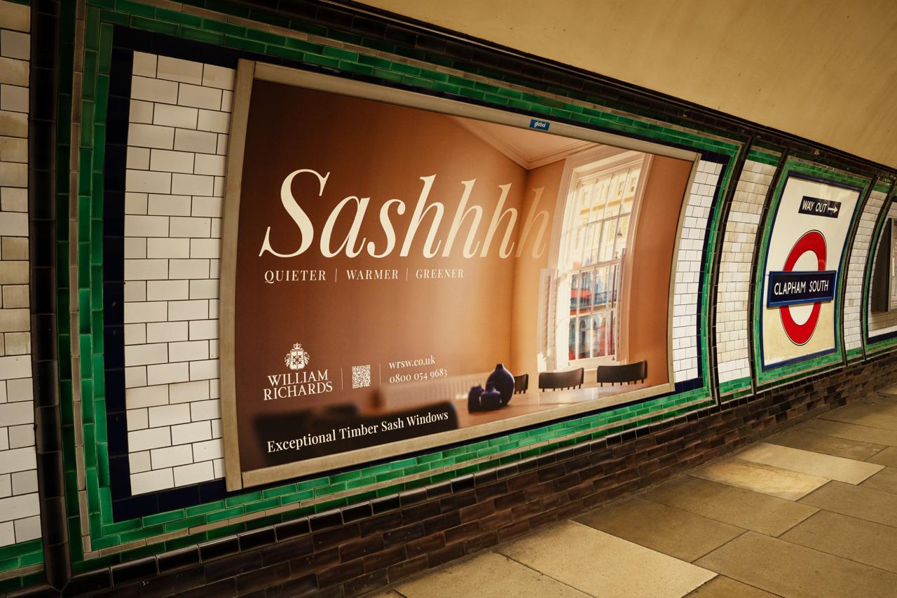 advertisement on the london tube underground, advertising william richard sash windows